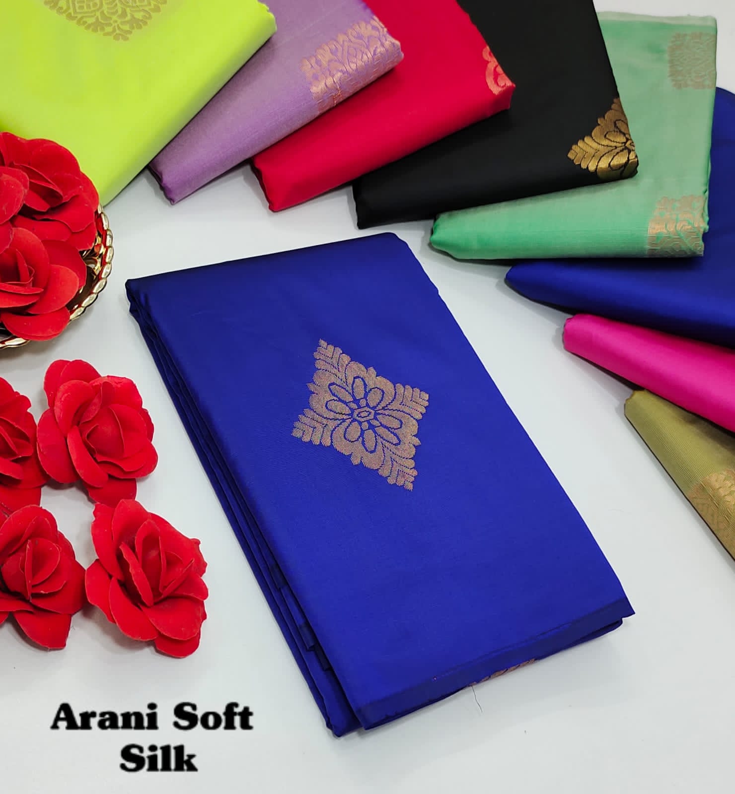 ARANI SOFT SILK SAREE | Soft silk sarees, Silk sarees, Green and purple